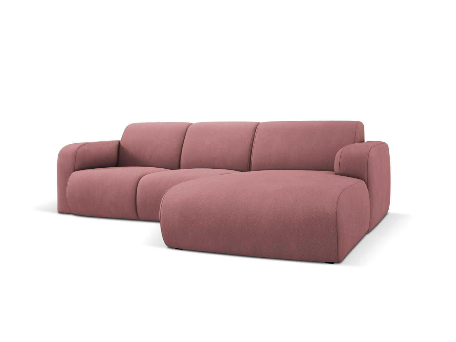 ECKSOFA rechts Molino aus strukturiertem Stoff rosa 4 Sitzplätze - Pink, Textil (170/250cm) - Micadoni