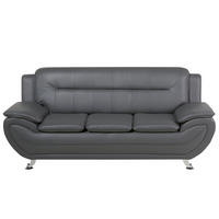 3-SITZER-SOFA Kunstleder Grau Leira - Grau, Kunststoff/Textil (201/88/86cm) - Beliani