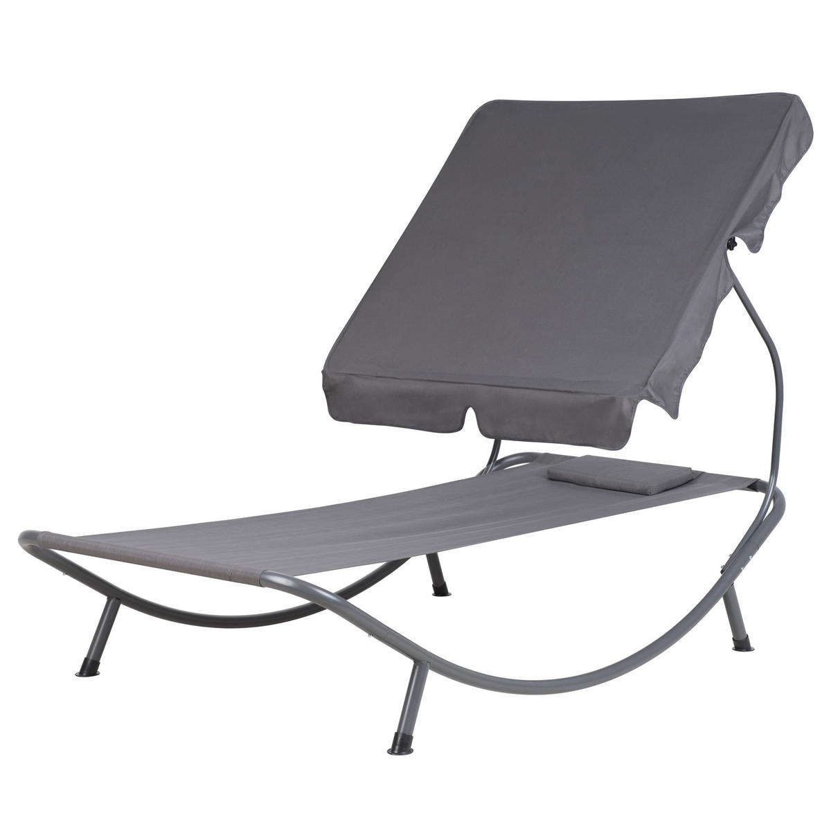 GARTENLIEGE mit Dach grau Terno - Grau, Metall (110/110/200cm) - Beliani