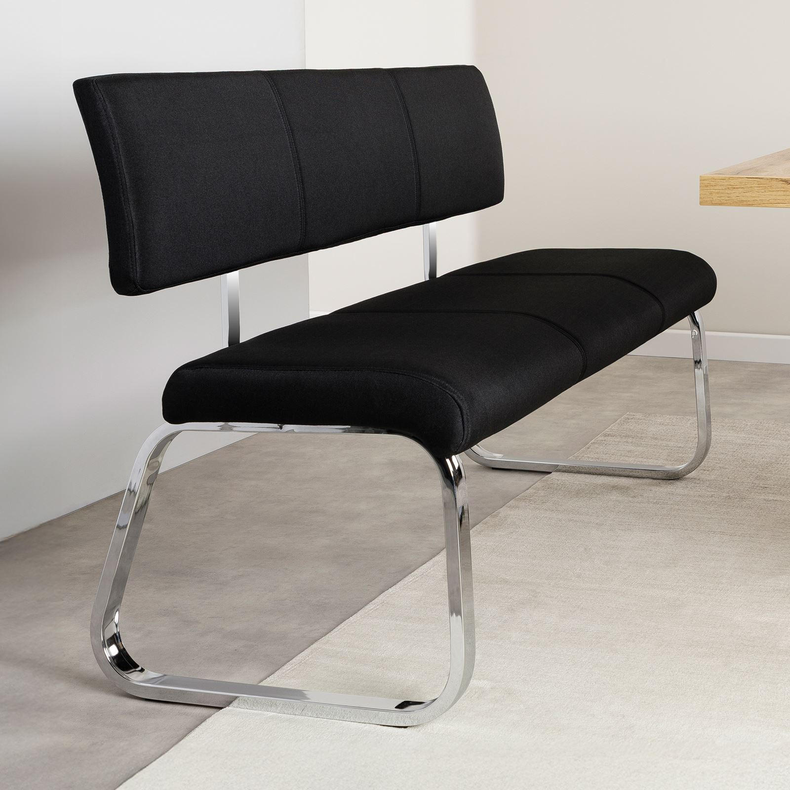 ESSZIMMERBANK VILAS - Schwarz, Textil/Metall (135/56/87cm) - IDIMEX