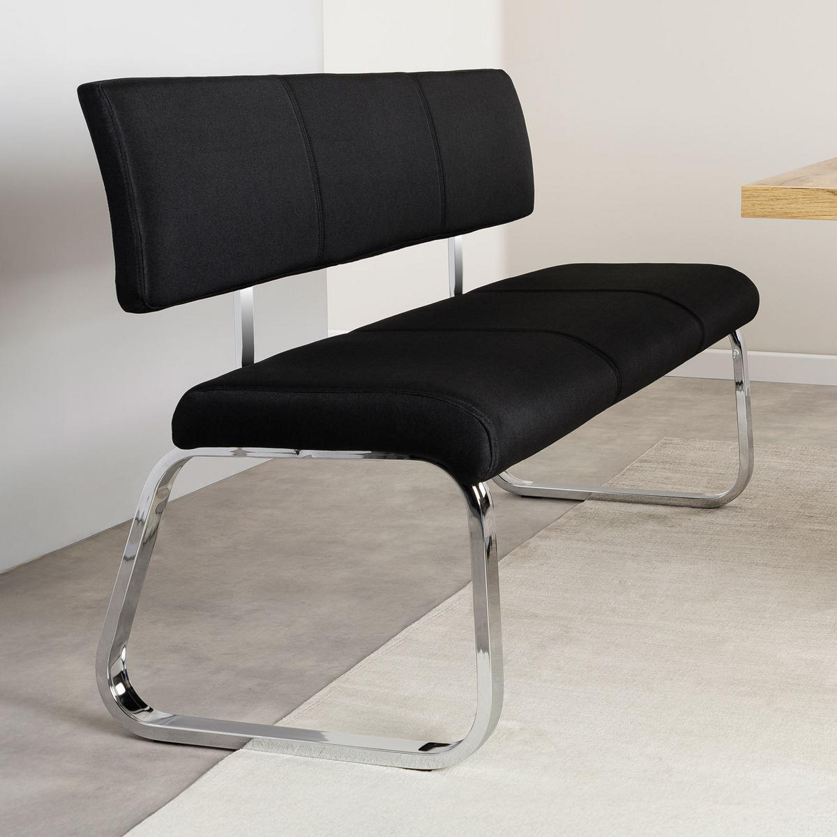 ESSZIMMERBANK VILAS - Schwarz, Textil/Metall (135/56/87cm) - IDIMEX