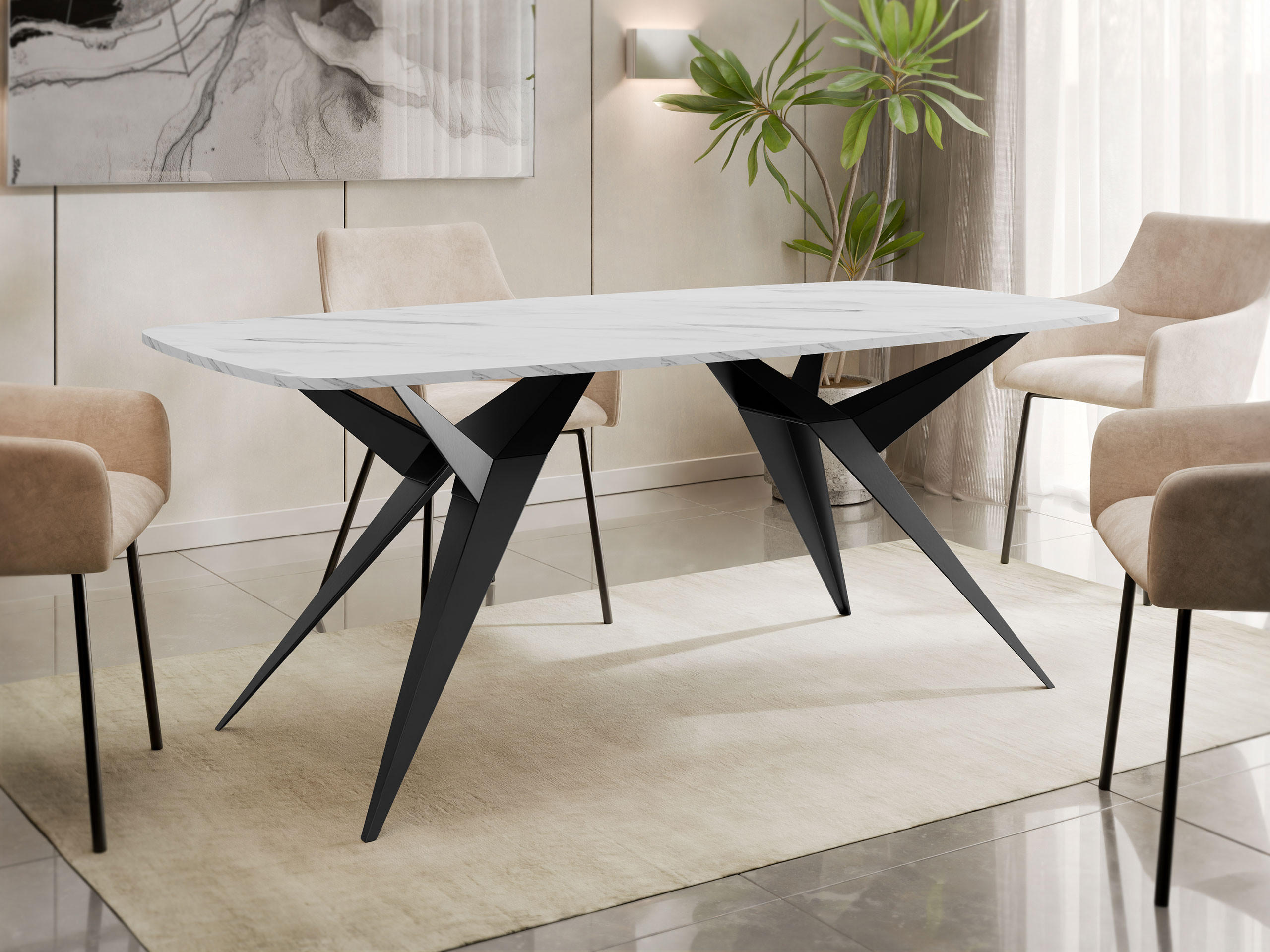 ESSTISCH ausziehbar Axis - Schwarz/Weiß, Holzwerkstoff/Metall (90/160/76cm) - MIRJAN24