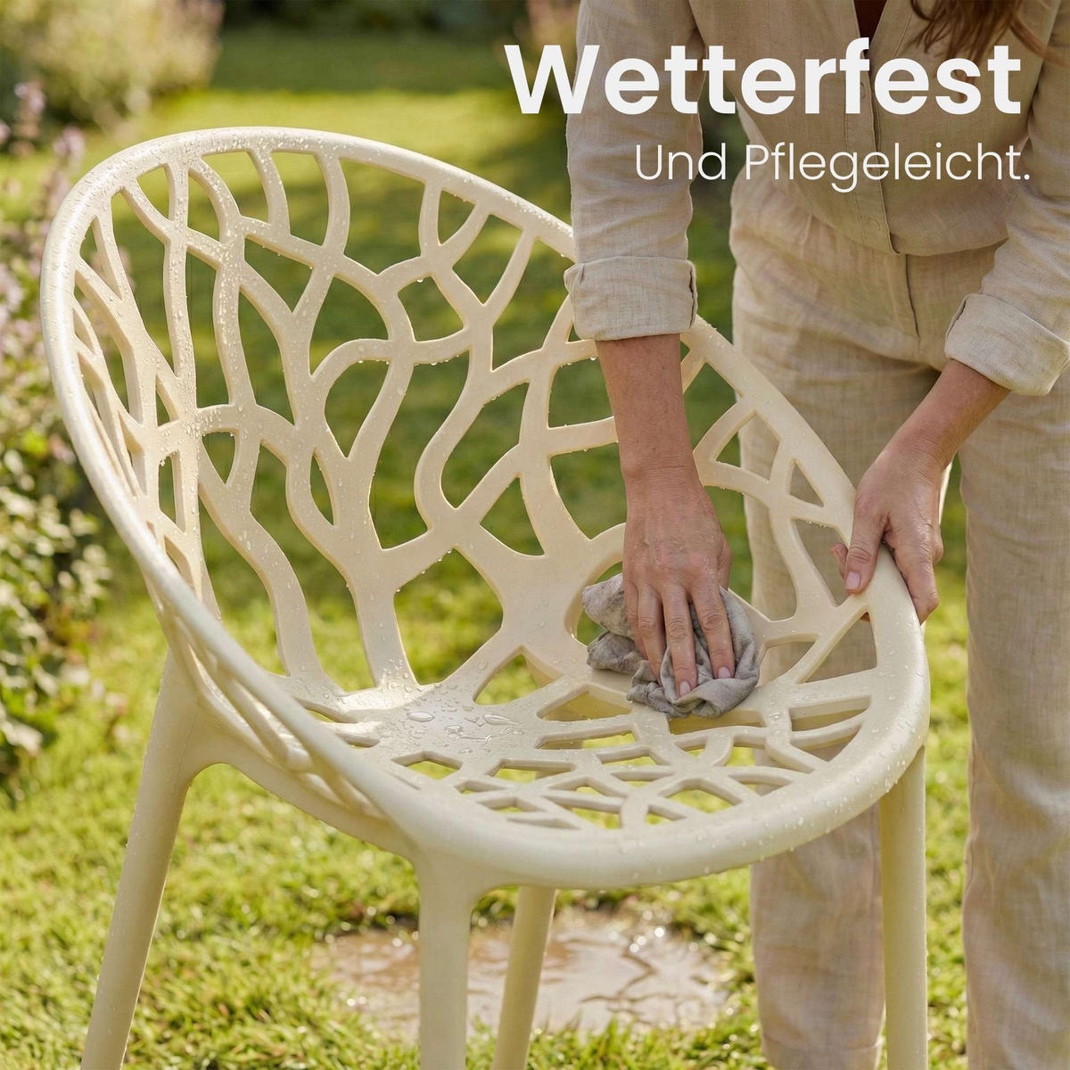 GARTENSTUHL Kunststoff Creme - Creme, Kunststoff (59/80/60cm) - CLP