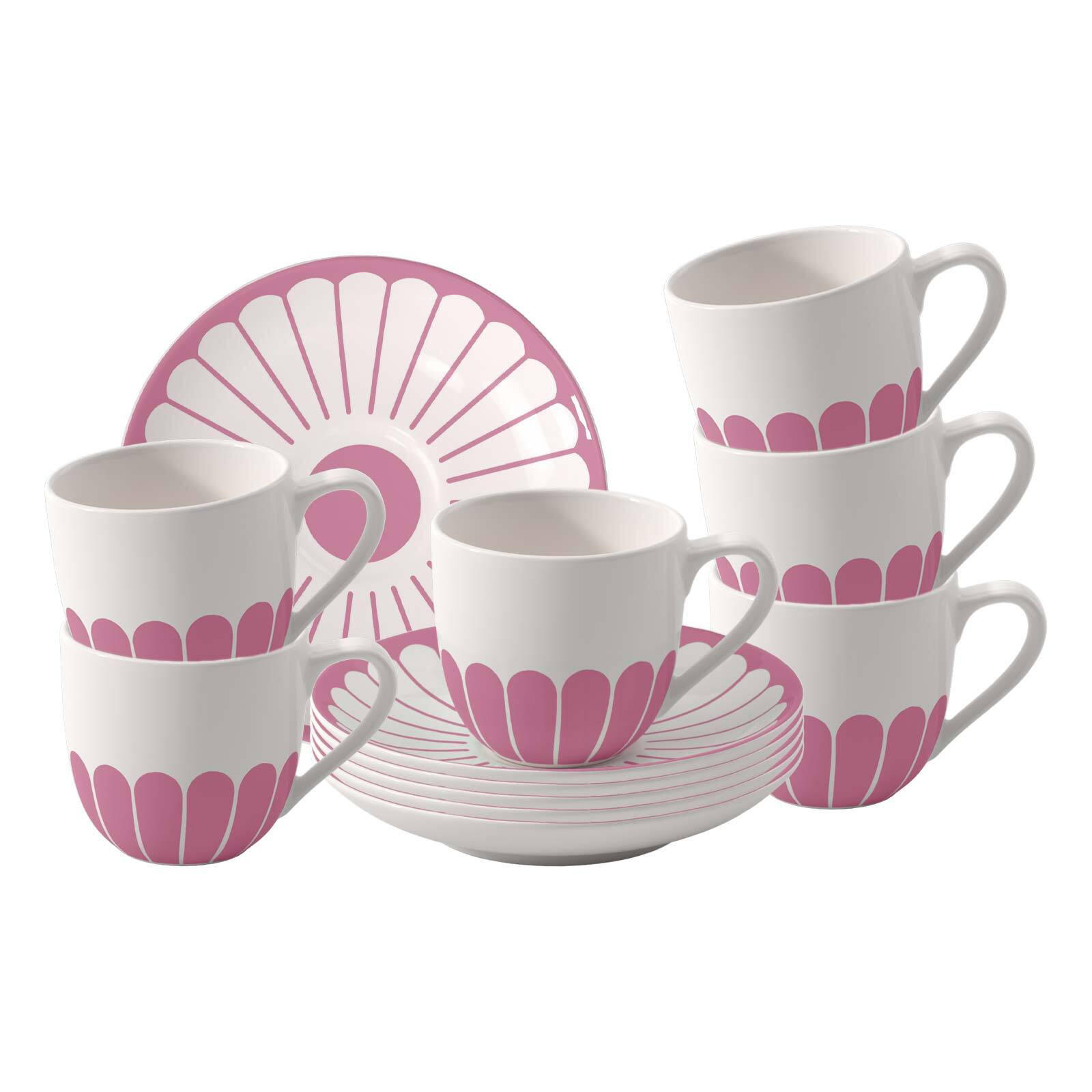 ESPRESSOTASSEN MIT UNTERTASSEN Fleur Couleur Cassis 70 ml 6er Set - Pink, Keramik (11.7/8/11.7cm) - Villeroy & Boch