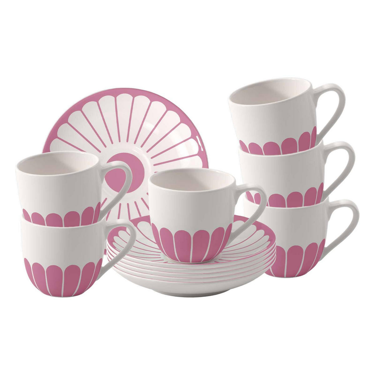 ESPRESSOTASSEN MIT UNTERTASSEN Fleur Couleur Cassis 70 ml 6er Set - Pink, Keramik (11.7/8/11.7cm) - Villeroy & Boch