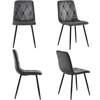 ESSZIMMERSTUHL 4-Tlg Dunkelgrau, Twill Samt, Metallbeine - Grau, Textil (45/86/40cm) - FLIEKS