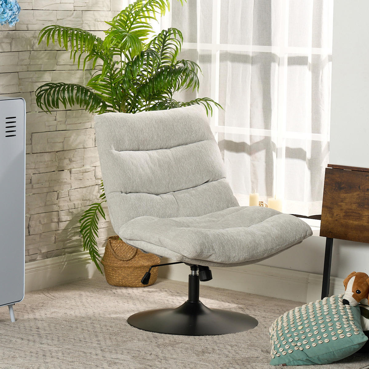 SESSEL, Beine aus Stahl, Bezug aus Stoff - Grau, Textil/Metall (65/101.5/88.5cm) - Meubles Cosy