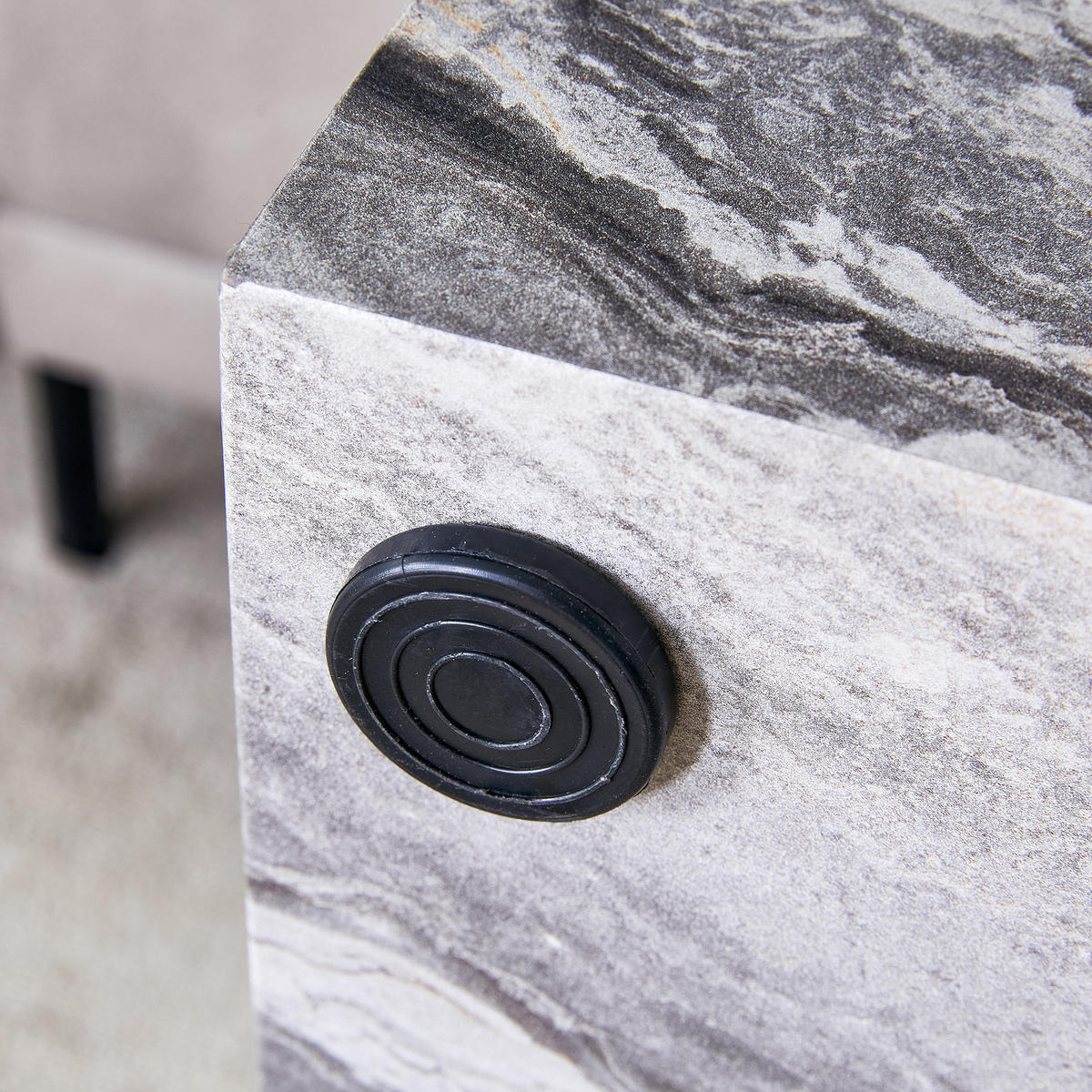 COUCHTISCH 90/50/30 cm grau aus Holzwerkstoff mit Marmorimitat-Oberfläche ohne Montage - Grau, Holzwerkstoff (90/50/30cm) - OKWISH