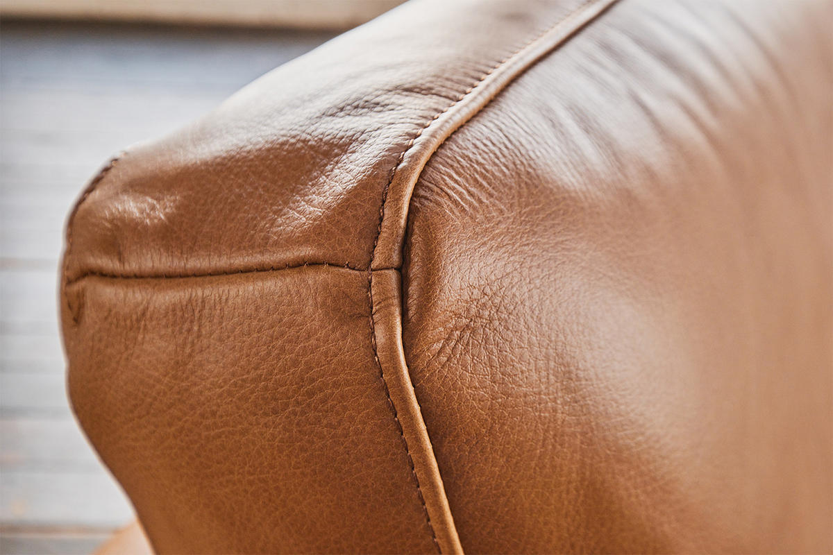 SOFA BODHI Braun Leder - Dunkelbraun/Schwarz, Leder/Kunststoff (242/80/110cm) - KAWOLA