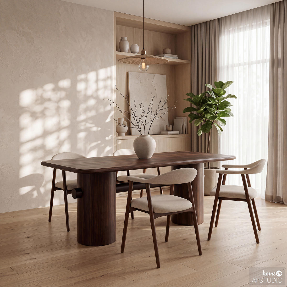 ARMLEHNENSTUHL - 2er-Set - Beige, Eichenholz/Holz (56/76/54cm) - home24