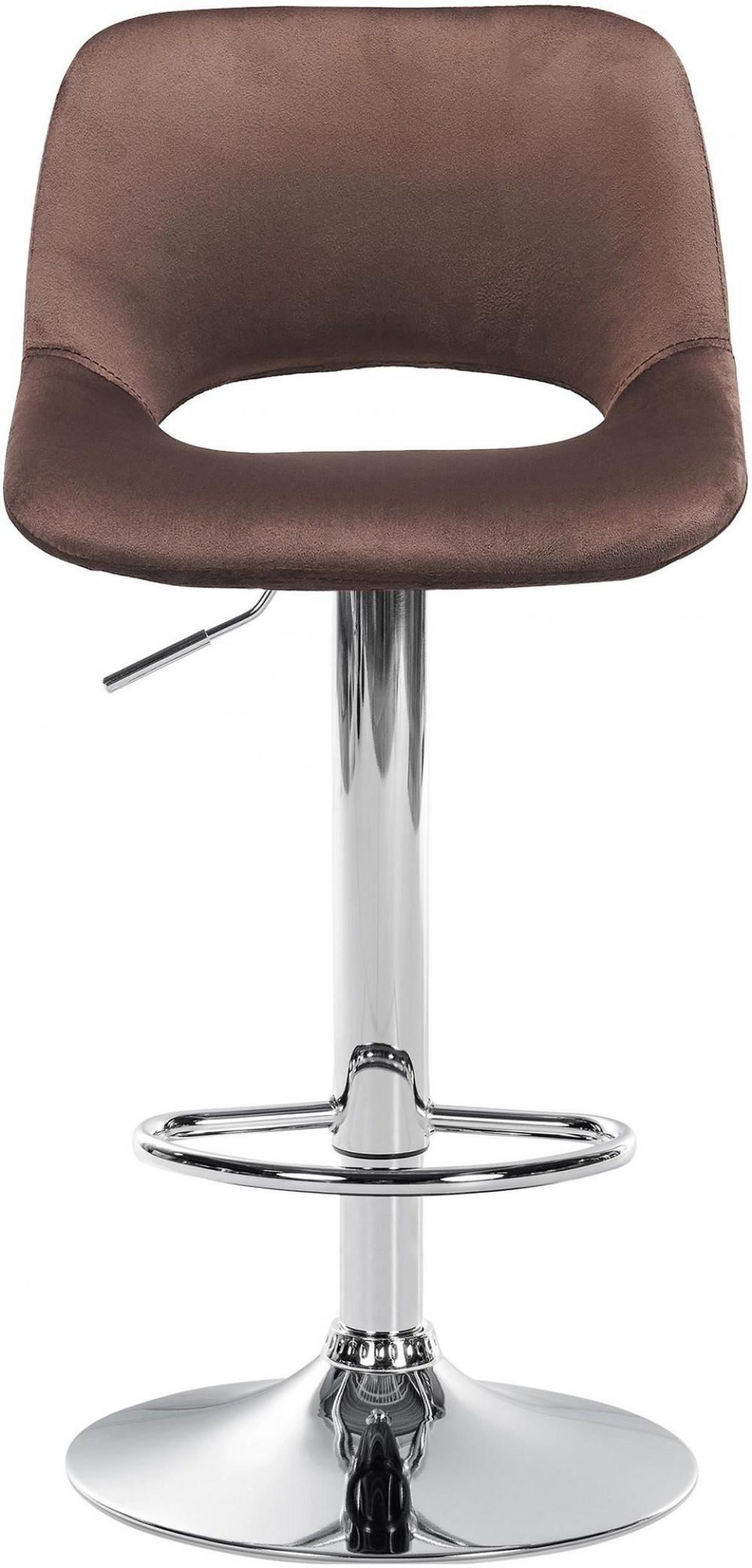 BARHOCKER 2 Samt Braun - Chromfarben/Braun, Textil/Metall (42/86/46cm) - CLP