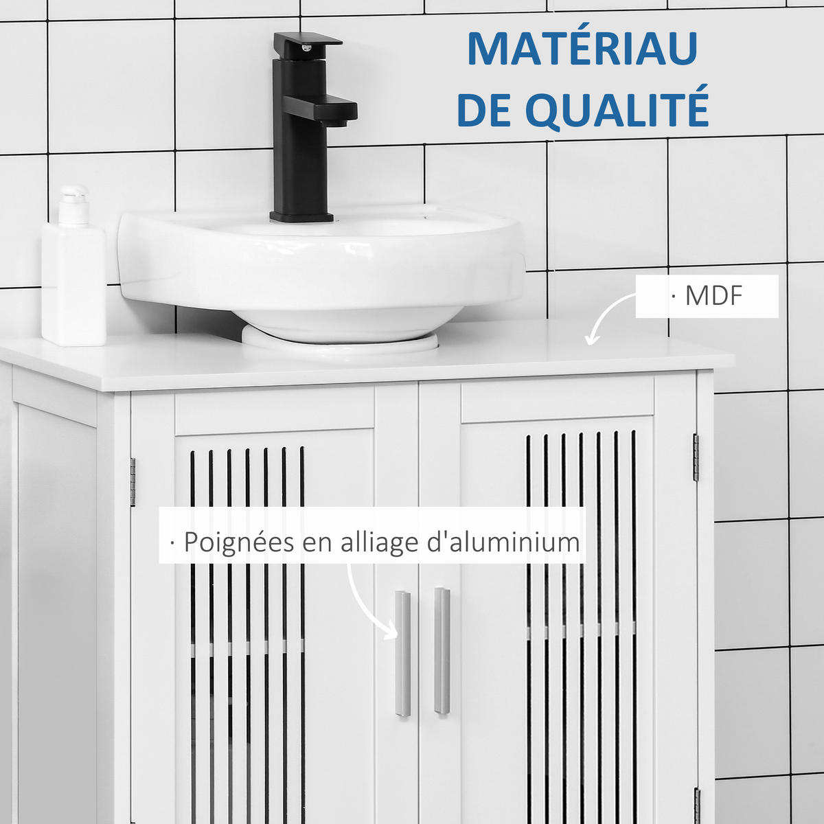 BADEZIMMER Unterschrank für Waschbecken 60/30/60 cm Weiß - Weiß, Kunststoff (60/60/30cm)