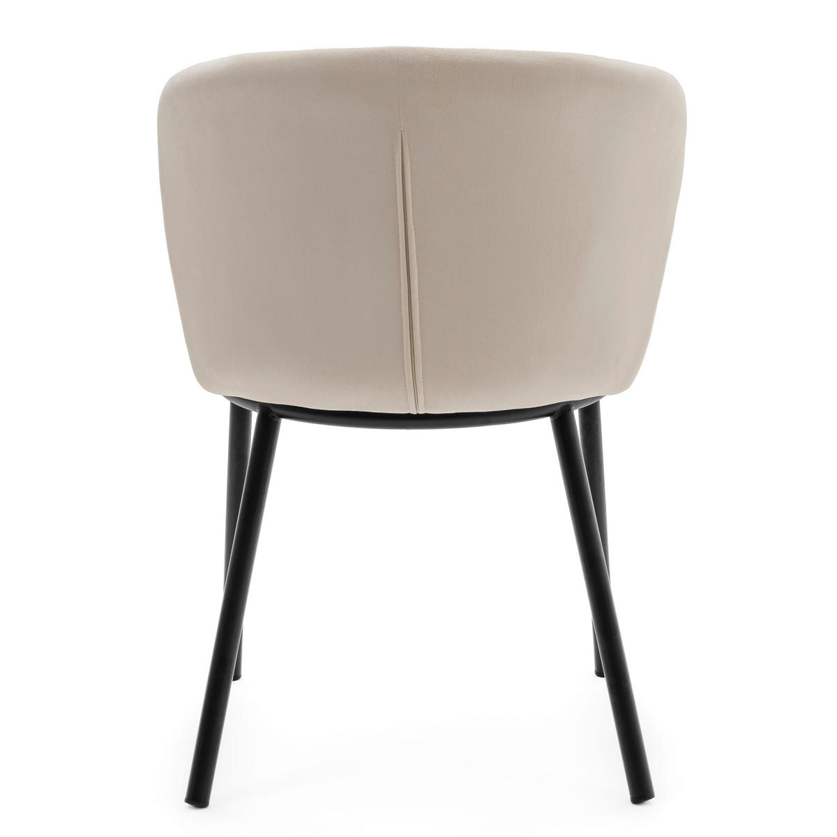 STUHL BARI gepolsterter mit Steppung - beige - Samt Velour - Beige/Schwarz, Textil/Metall (54/81/57cm) - NEW HOME