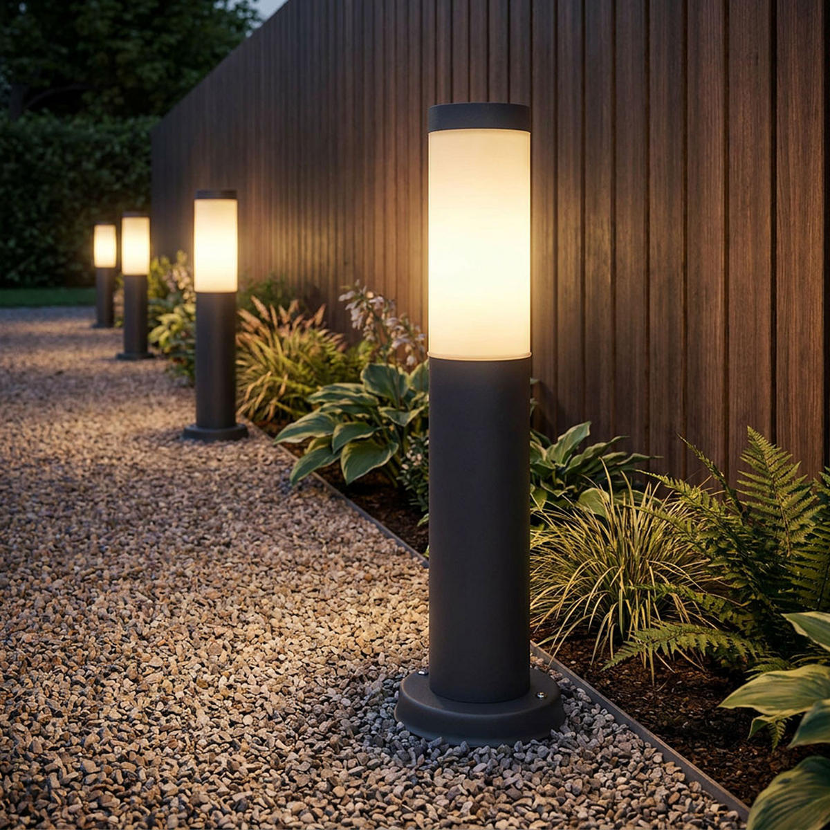 LED AUSSENLEUCHTE Edelstahl Anthrazit 4er Set - Anthrazit, Metall (7.6/7.6/45cm) - Globo Lighting