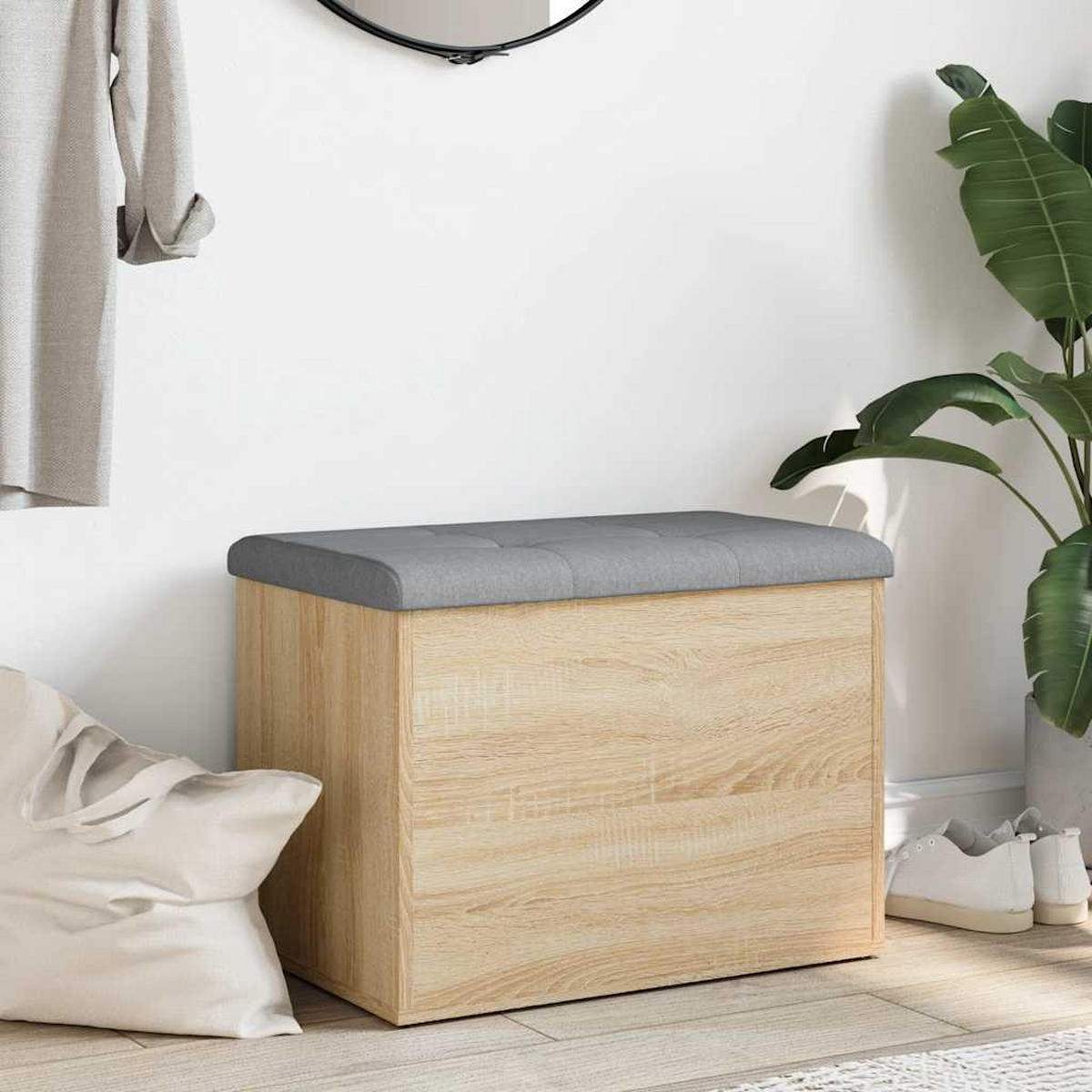 AUFBEWAHRUNGSBANK 62/42/45 cm, aus Holzwerkstoff, in Sonoma-Eiche - Braun, Holz (62/45/42cm) - vidaXL