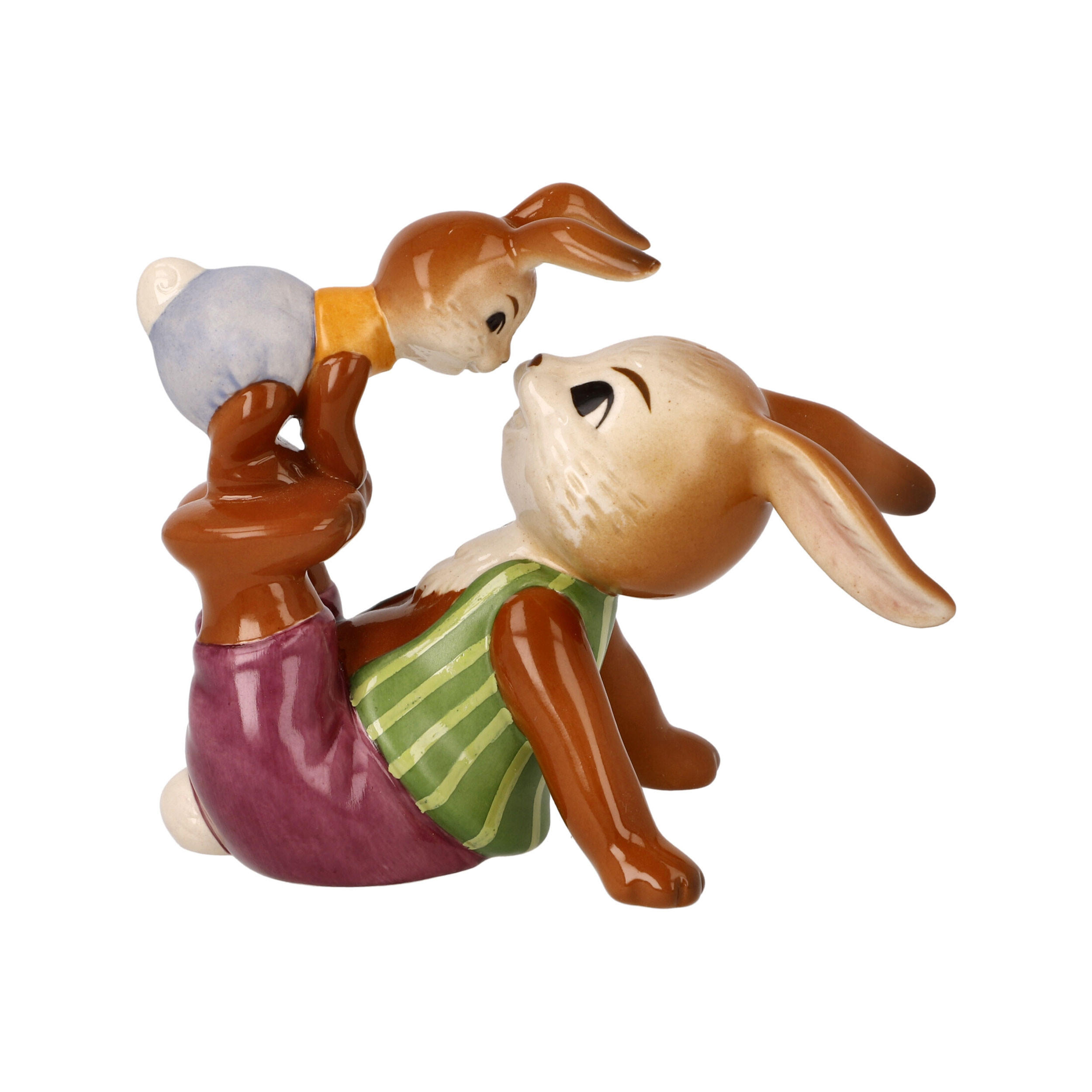 DEKOTIER Hasenfamilie - Frechdachs, Steingut, Bunt, 9 cm - Multicolor, Keramik (10/9/6cm) - Goebel