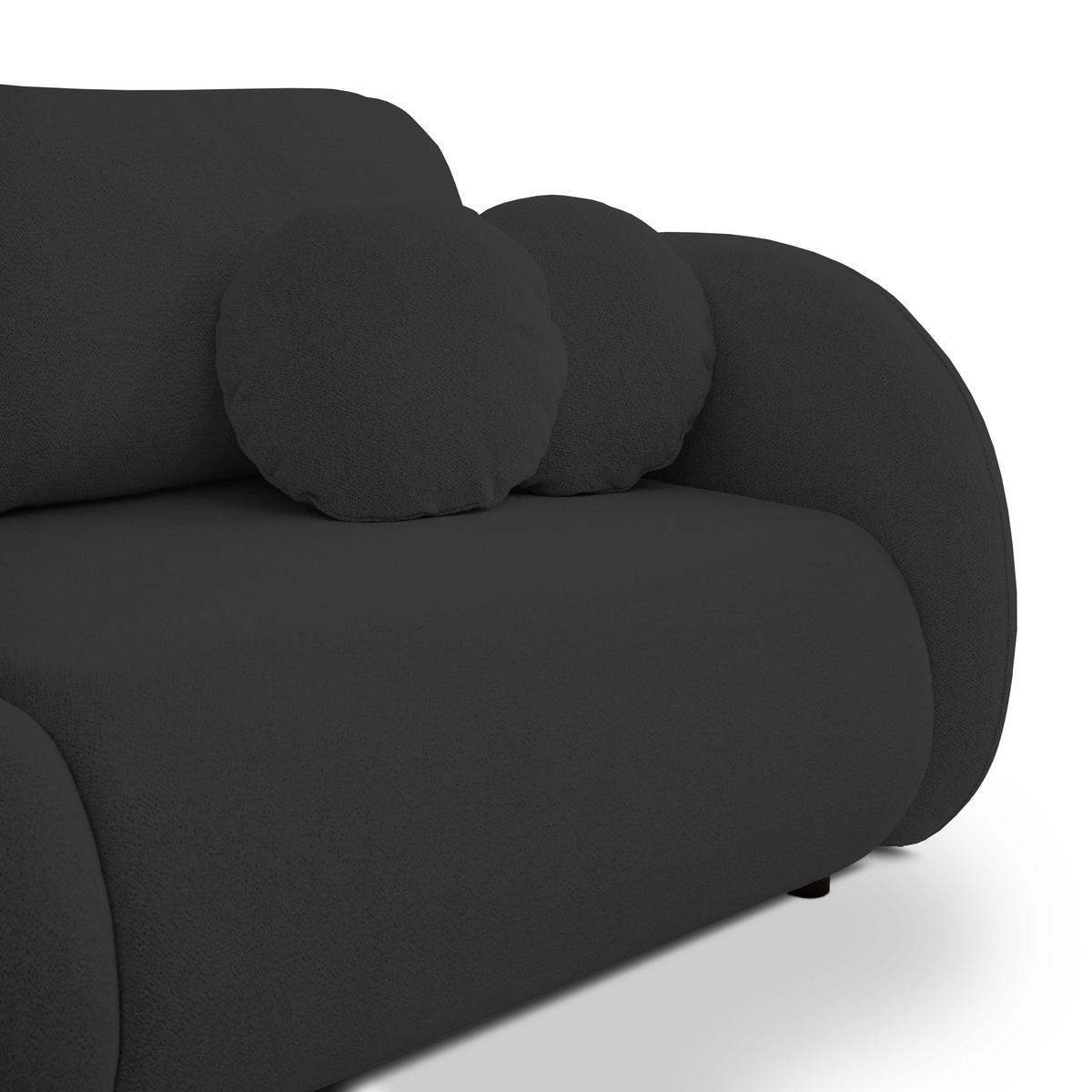 SOFA LOOP Schlaffunktion & Bettkasten PUR-Schaum Schwarze Kunststofffüße skandinavischer Stil lose Rückenkissen freistehend 234x112x86 cm Black - Schwarz, Holz/Textil (234/86/112cm) - DomoHome