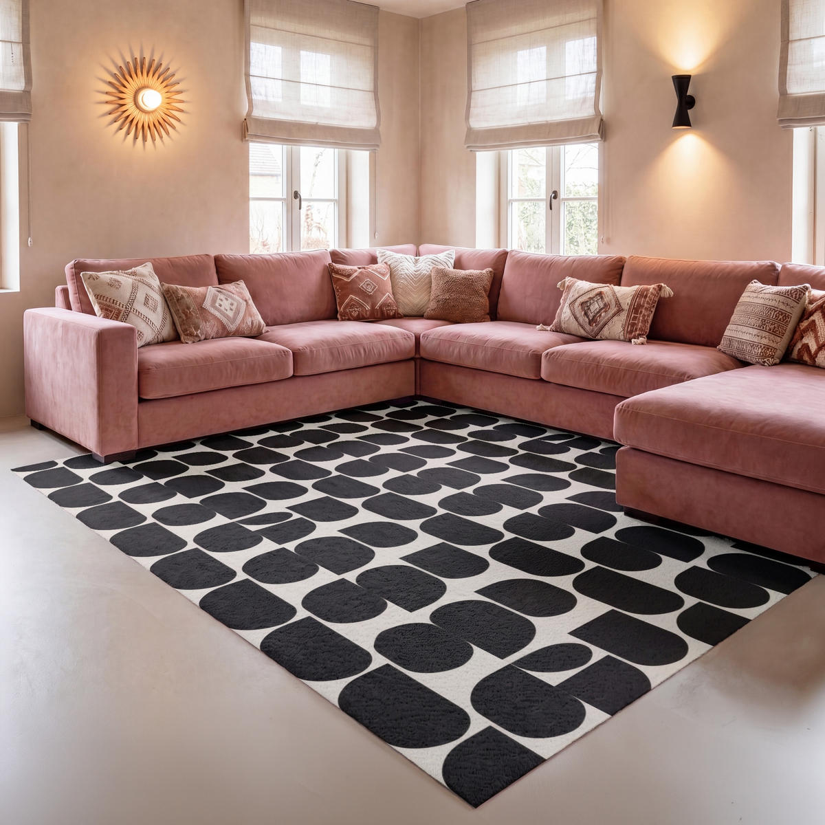 PREPROGE - Polkrogi - 150x230 cm - črna, umetna masa/tekstil (150/0.4cm) - OnlyWow
