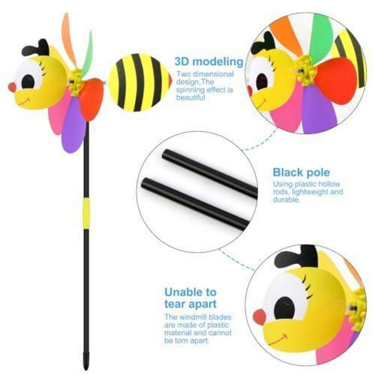 GARTEN Windrad 3-teiliges Set Tiere Bunt - Multicolor, Kunststoff (30/54/1cm)