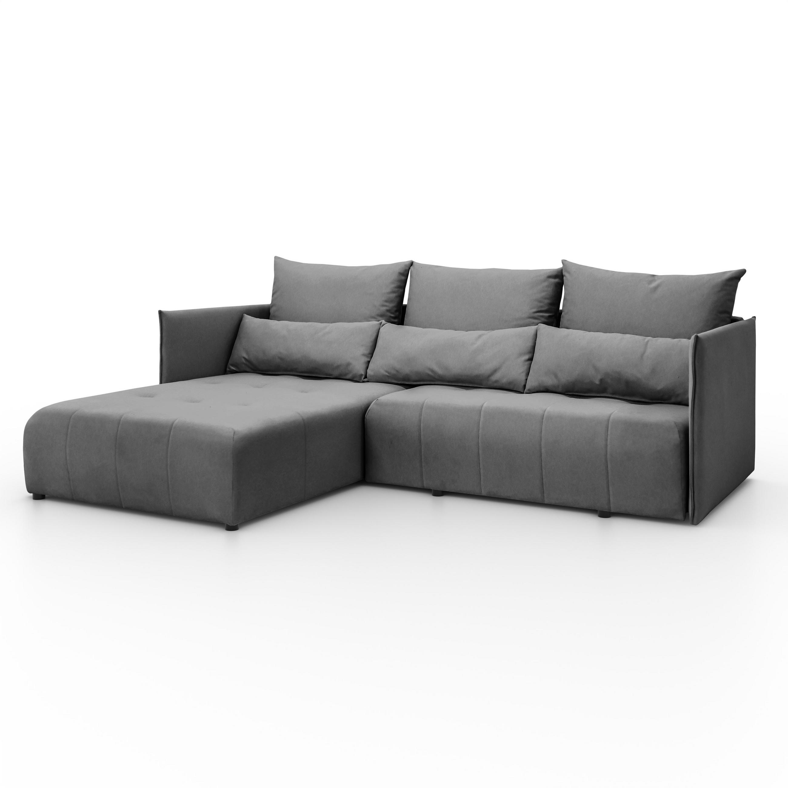 ECKSOFA L-Form Hannover stoff Castel Grau Links - Grau, Holz (188/246cm) - Kaiser Möbel