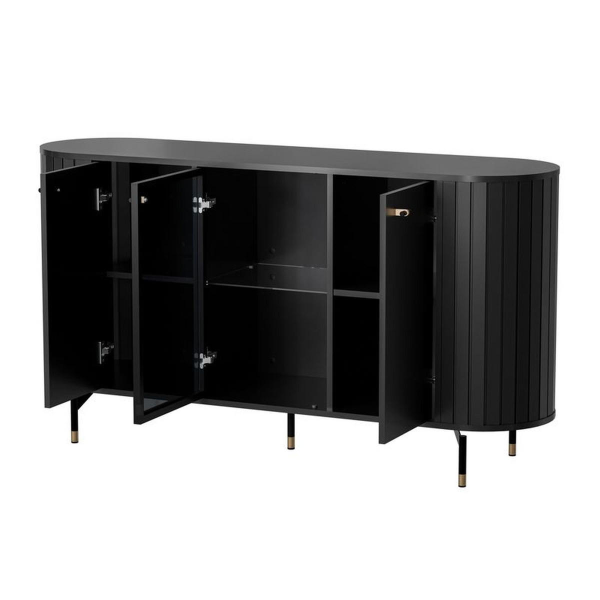 SIDEBOARD Zante Schwarz 150 cm - Goldfarben/Schwarz, Holzwerkstoff/Metall (150/81/40cm) - Selsey