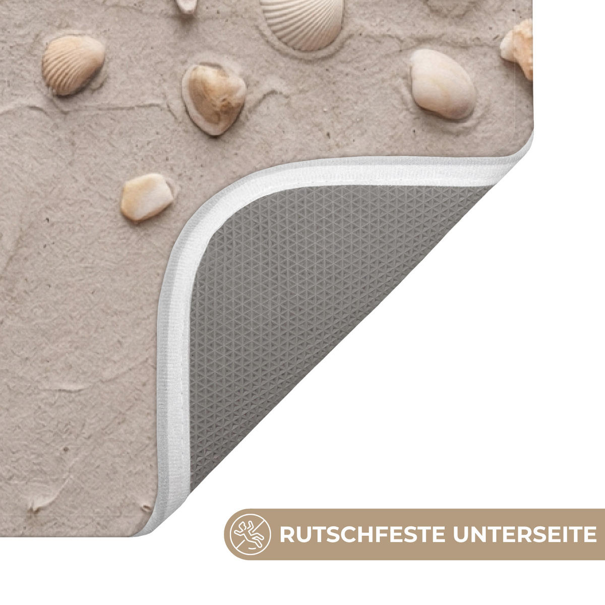WC-VORLEGER Muscheln - Seesterne - Strand WC Teppich 50x80 cm - Sandfarben, Kunststoff/Textil (50/1cm) - OnlyWow