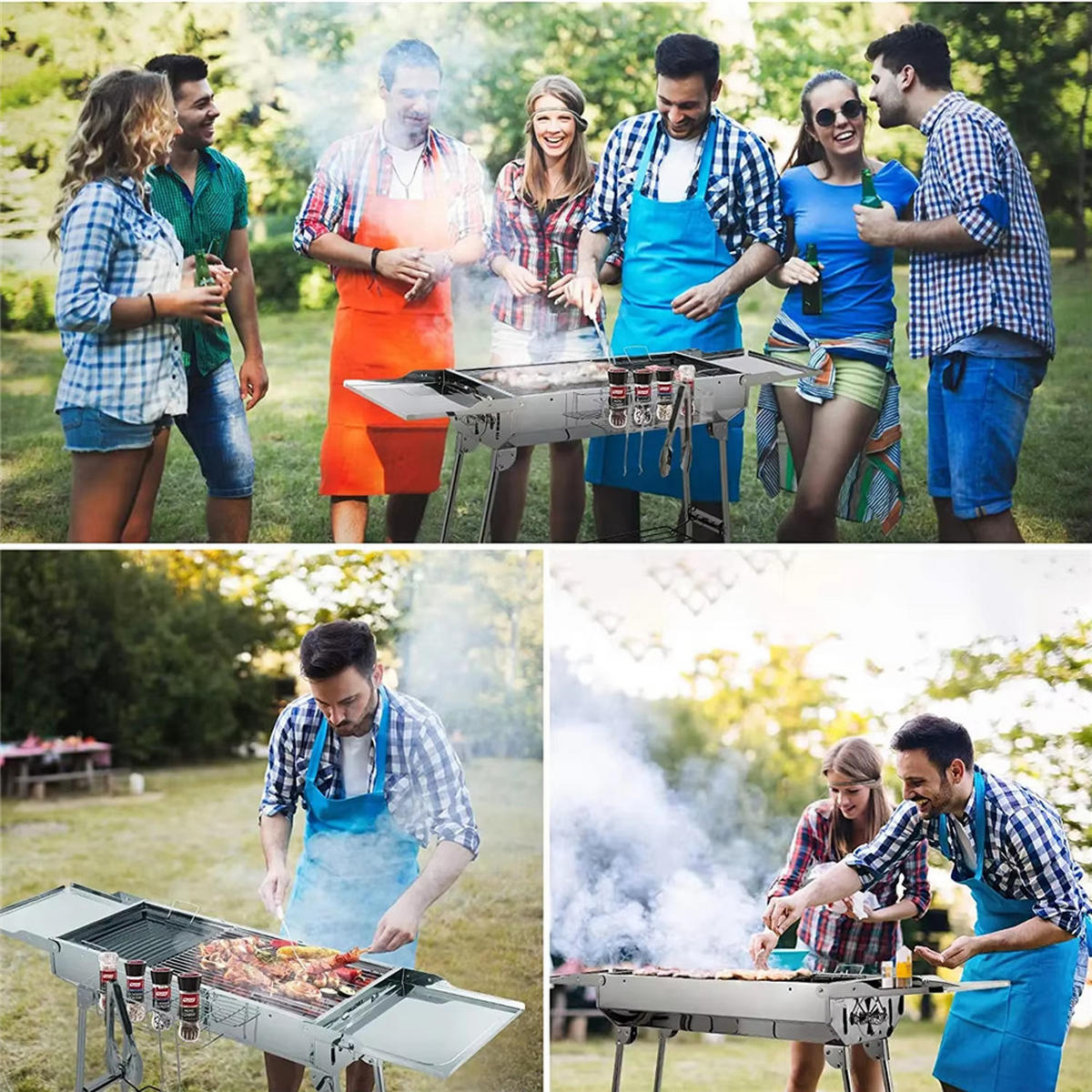 HOLZKOHLEGRILL Edelstahl Campinggrill Klappbar mit Belüftung - Silberfarben, Metall (122/75/30cm) - Kaket