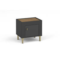 NACHTTISCH MONI 11 in Schwarz / Eiche Whiskey matt 48/47/36 cm - Schwarz, Holzwerkstoff (48/47/36cm) - Deine Möbel 24
