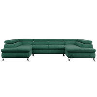 WOHNLANDSCHAFT PEDRO U Struktur Türkis - Türkis/Schwarz, Textil/Metall (346/76/208cm) - MKS