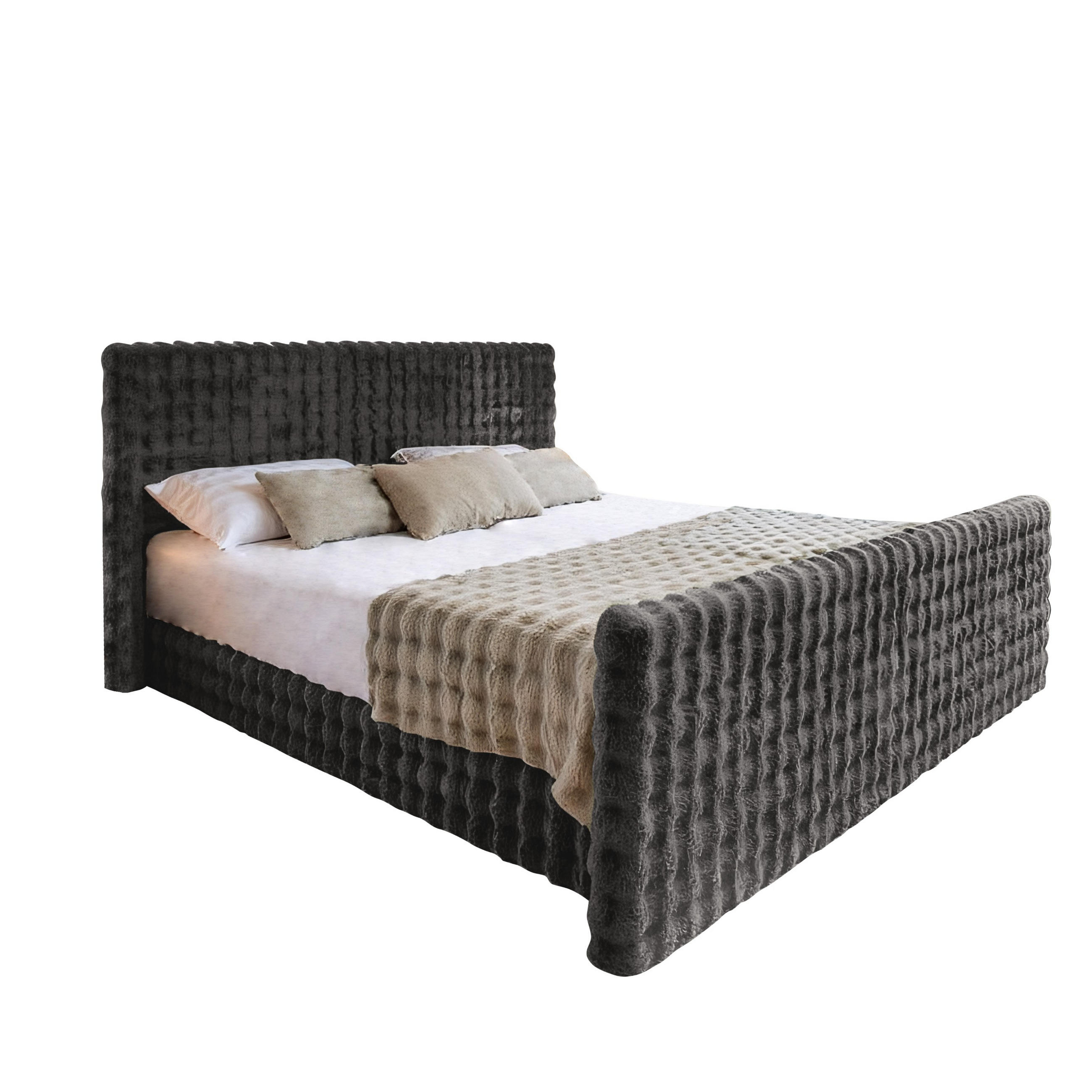 BOXBETT Mit Bettkasten, Matratze Und Topper BLANKET Stoff Bubble 160x200 cm Graphit H2-Pocket - Graphitfarben, Holz/Textil (160/200cm) - Kaiser Möbel
