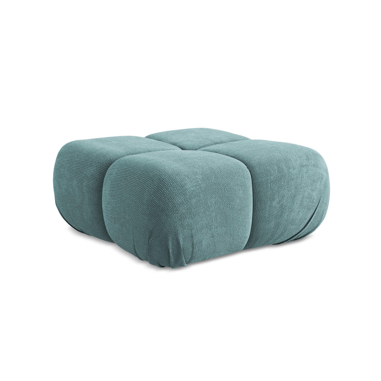 POUF Chenille Stoff Blau - Blau/Beige, Kunststoff/Textil (95/41/95cm) - LaMiaSofa