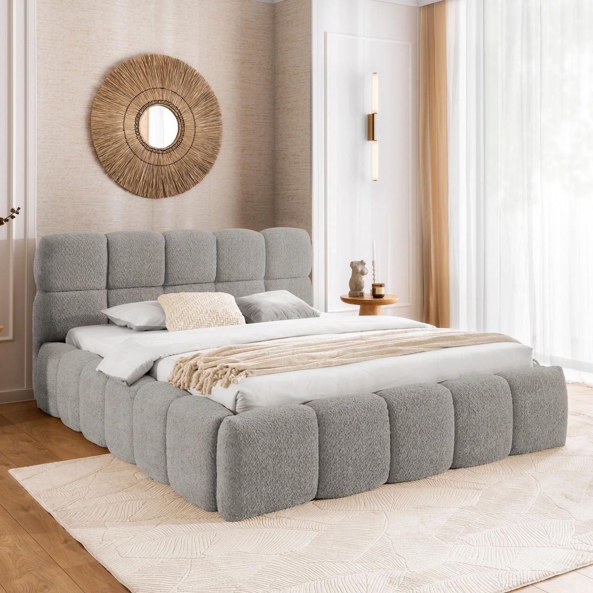 POLSTERBETT mit Stauraum 120x200 cm in Grau - Grau, Textil (120/200cm) - Home Collective