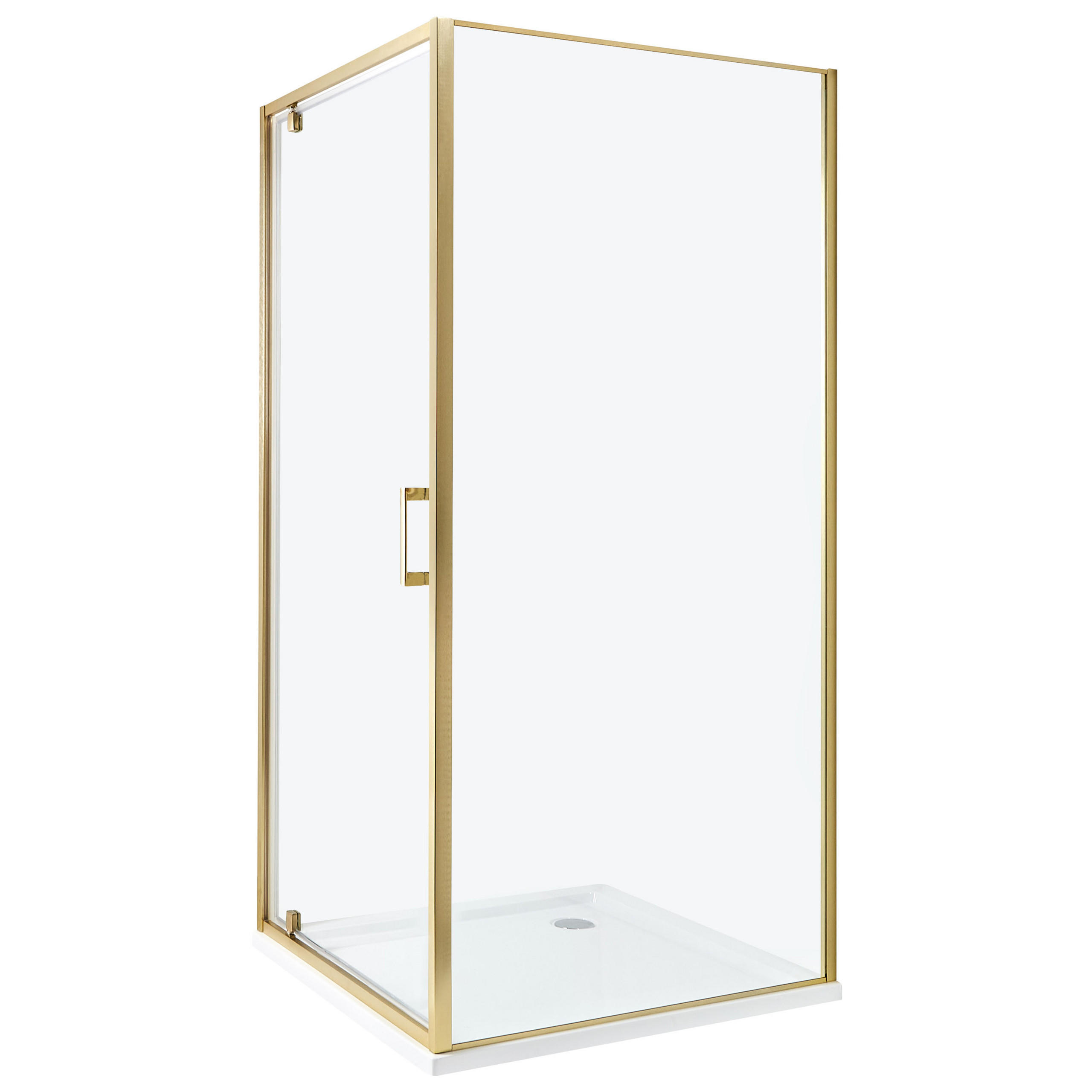DUSCHKABINE 90/90/185 cm Gold Darli - Transparent, Glas (90/90/185cm) - Beliani