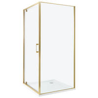 DUSCHKABINE 90/90/185 cm Gold Darli - Transparent, Glas (90/90/185cm) - Beliani