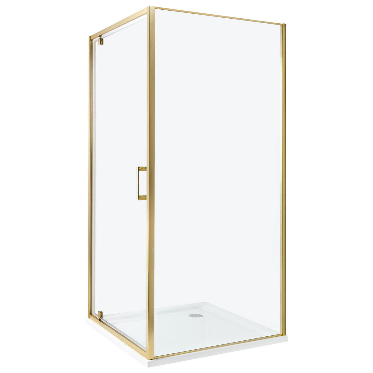 DUSCHKABINE 90/90/185 cm Gold Darli - Transparent, Glas (90/90/185cm) - Beliani