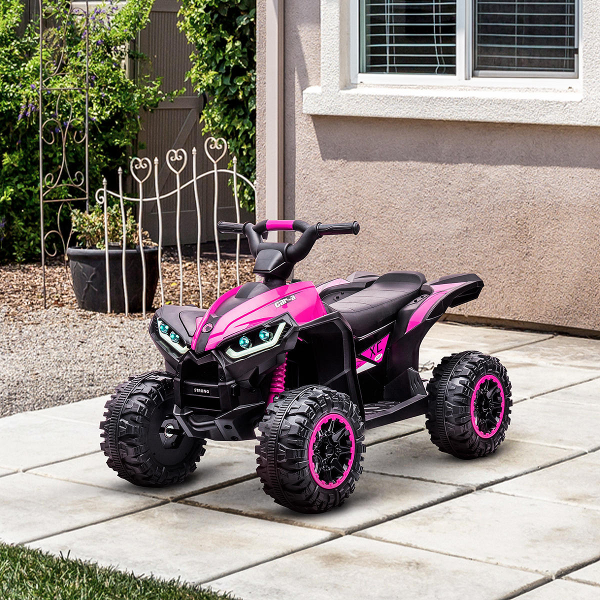 ELEKTRO-QUAD Kinderquad mit USB-Anschluss, Kindermotorrad - Rosa, Metall (83/53/55.5cm) - HOMCOM