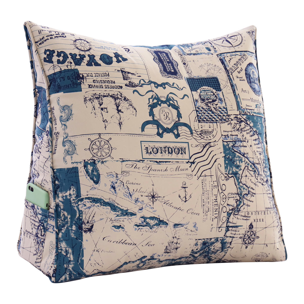 RÜCKENKISSEN zum Lesen Dunkelblau 60 cm - Dunkelblau, Textil (50/60cm) - Vercart