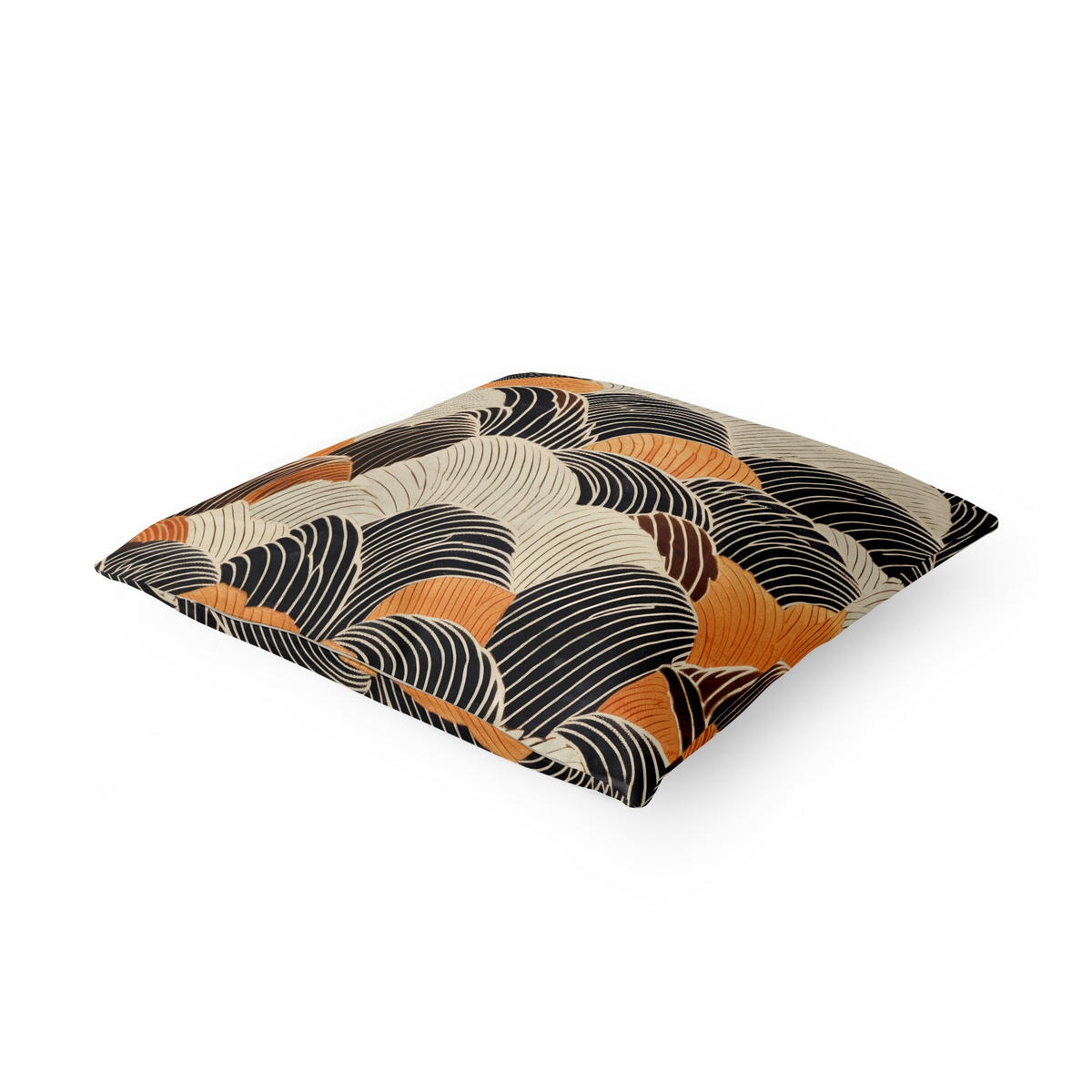 KISSENBEZUG Japanische Wellen Illustration 40/40 cm - Braun, Textil (40/40cm) - Bilderwelten