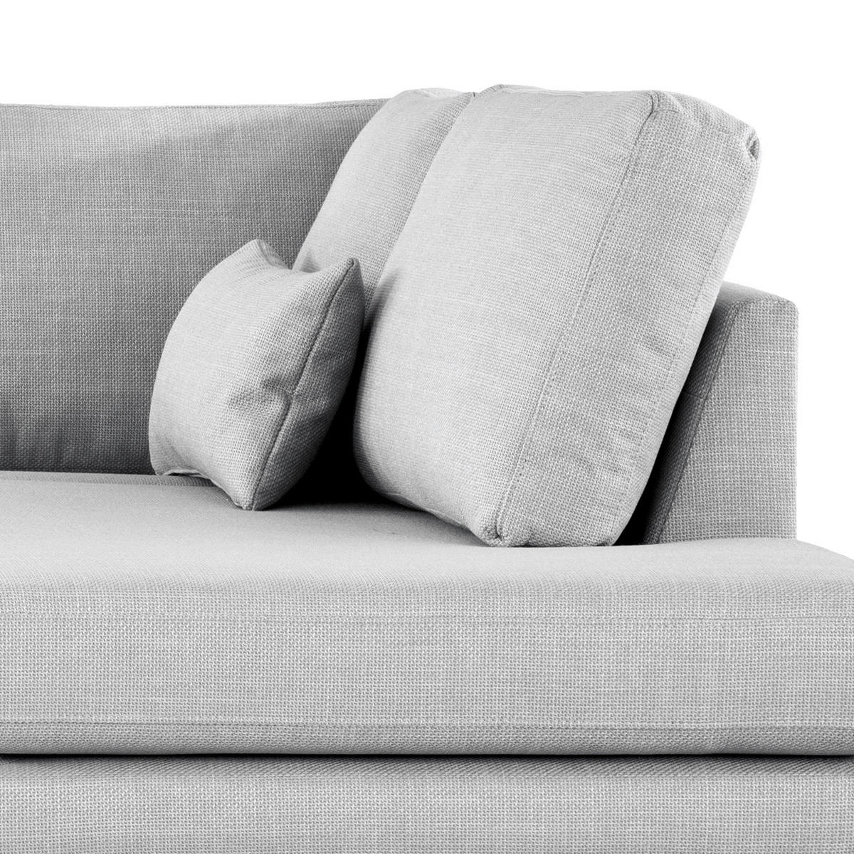 WOHNLANDSCHAFT mit Longchair - Eichefarben/Hellgrau, Eichenholz/Textil (371/81/219cm) - home24