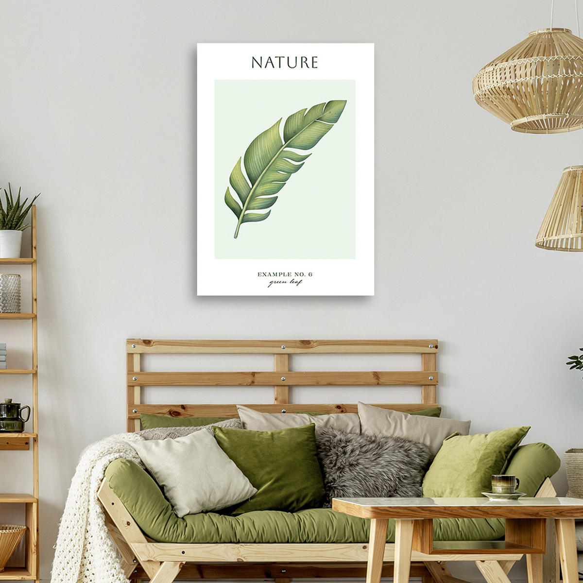 WANDBILD grünes blatt natur - Grün, Textil (40/60cm) - Feeby