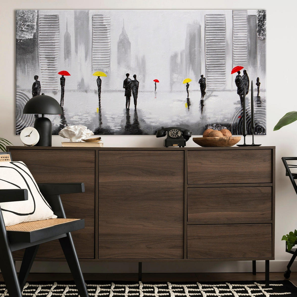 GEMÄLDE Angenehmes Treffen auf Keilrahmen 120x60 cm - Schwarz, Holz (200/100cm) - YS-art gallery