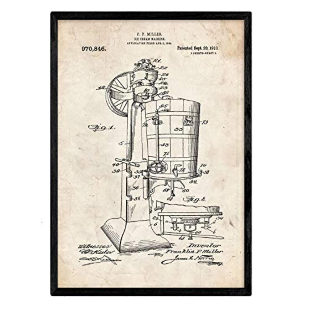 POSTER Eiscreme-Maschine Patent A3 Rahmenlos - Klar, Papier (29.7/5/42cm) - Nacnic