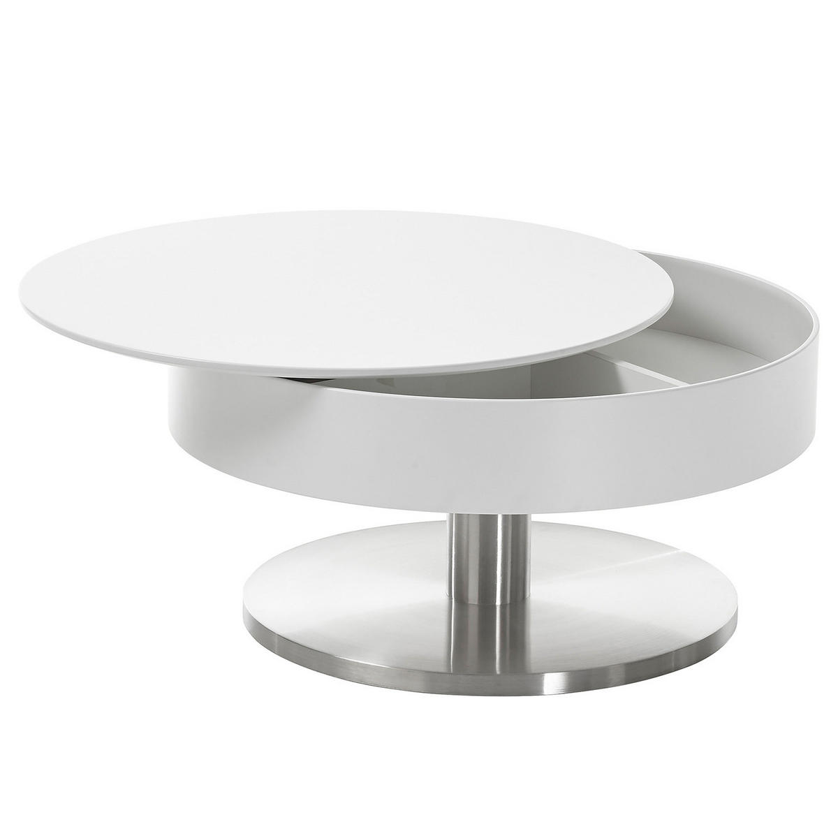 COUCHTISCH mit Stauraum - Weiß / Silber - Weiß, Holzwerkstoff/Metall (79/79/40cm) - home24