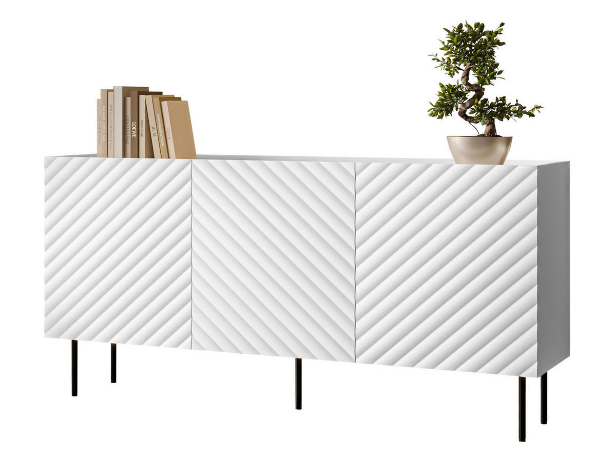 SIDEBOARD Lucca 165 3D - Schwarz/Weiß, Holz/Holzwerkstoff (166/80/40cm) - MIRJAN24