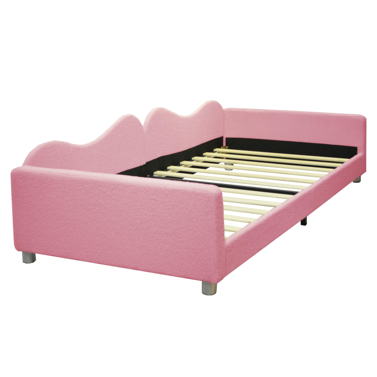 POLSTERBETT 90/200 cm, Rosa, Teddy, Schlafsofa, Multifunktion - Pink, Holz (90/200cm) - SHOPENTRA