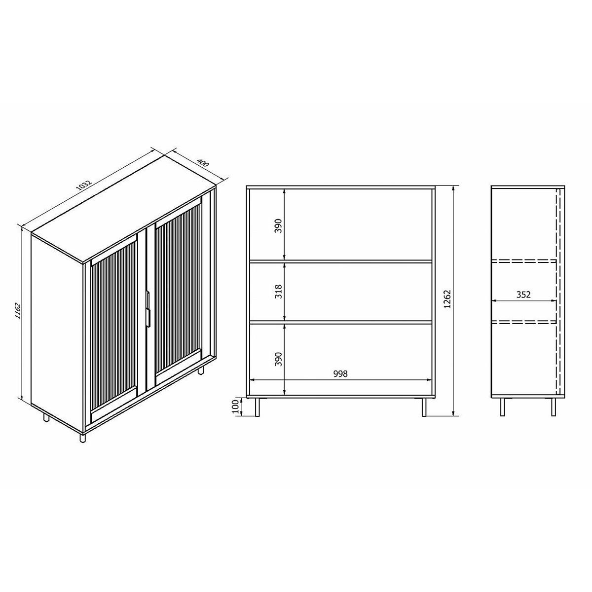VITRÍNA Soly Dřevo - hnědá, kompozitní dřevo (103.2/126.2/40.3cm) - Petits-meubles