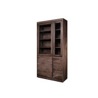 VITRINE Sheesham 102x40x205 smoked oak lackiert SYDNEY #201 - Grau, Holz (102/205/40cm) - Massivmoebel24