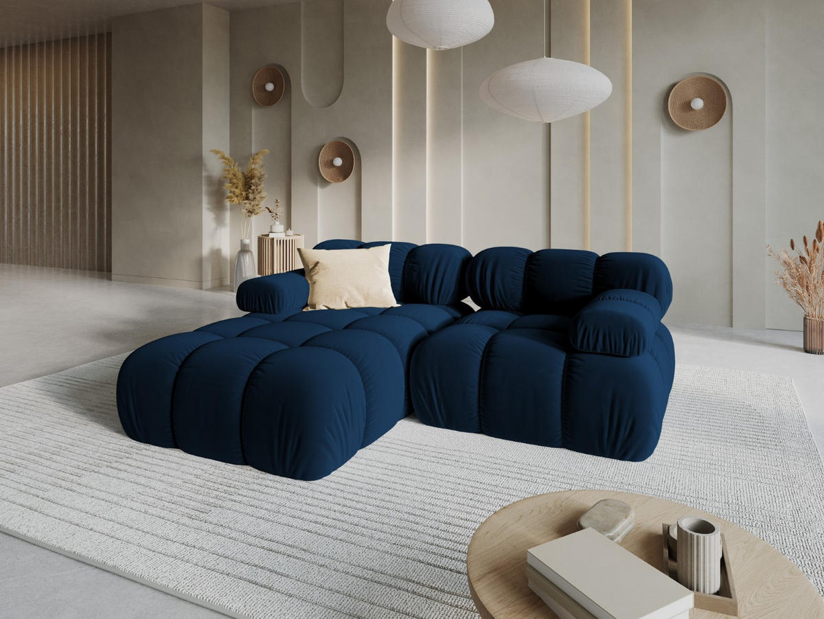 MODULARES-ECKSOFA links Bellis aus Samt königsblau 3 Sitzplätze - Blau, Textil (157/191cm) - Micadoni