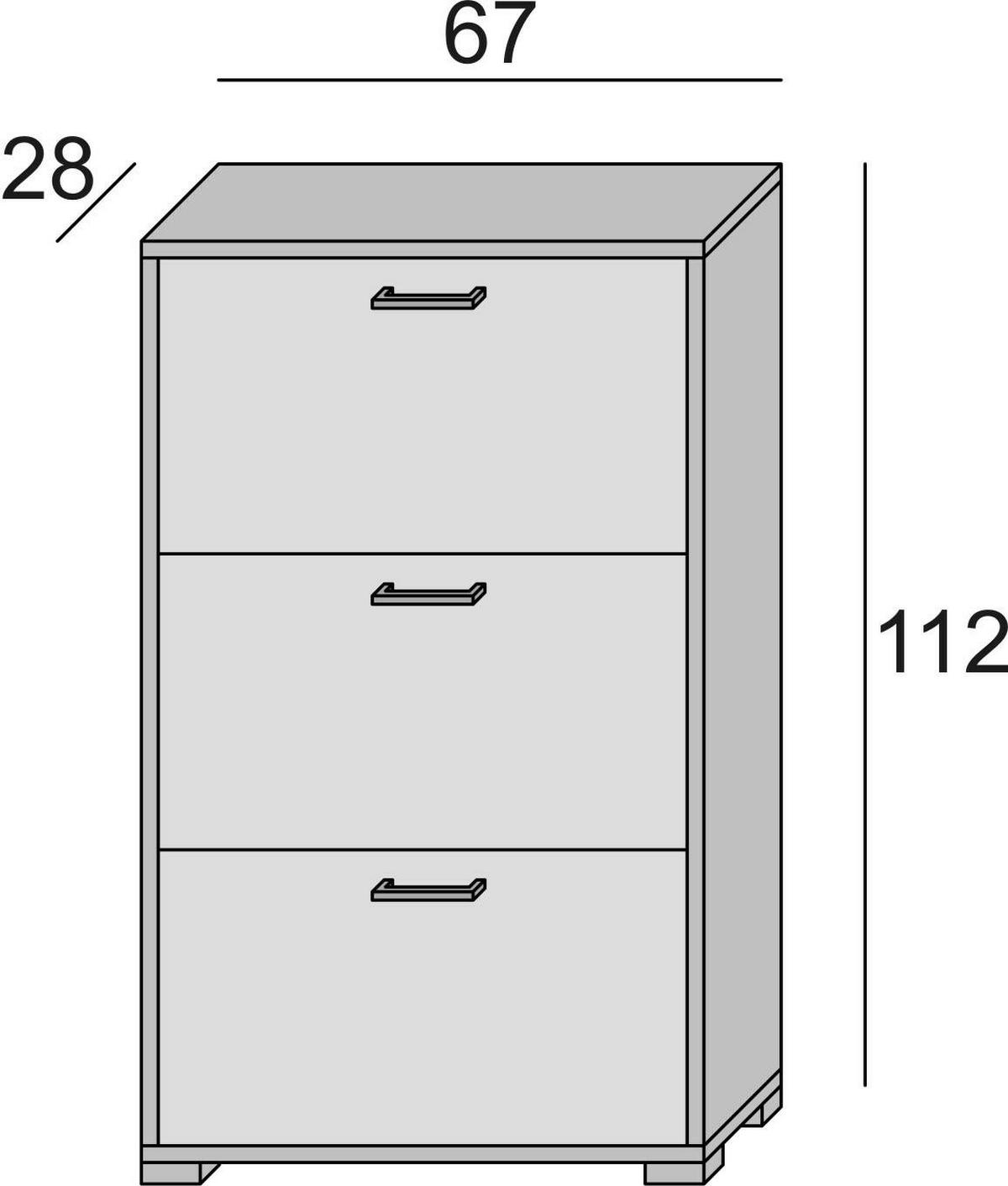 SCHUHSCHRANK Eiche 28/67/112 cm - Wildeiche/Eichefarben, Holzwerkstoff (67/112/28cm) - DMORA
