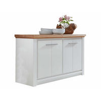 SIDEBOARD 4-trg weiß Olbia Wildeiche 141/45/82 cm - Weiß/Braun, Holz (141/82/45cm) - Casamia Massive Möbel
